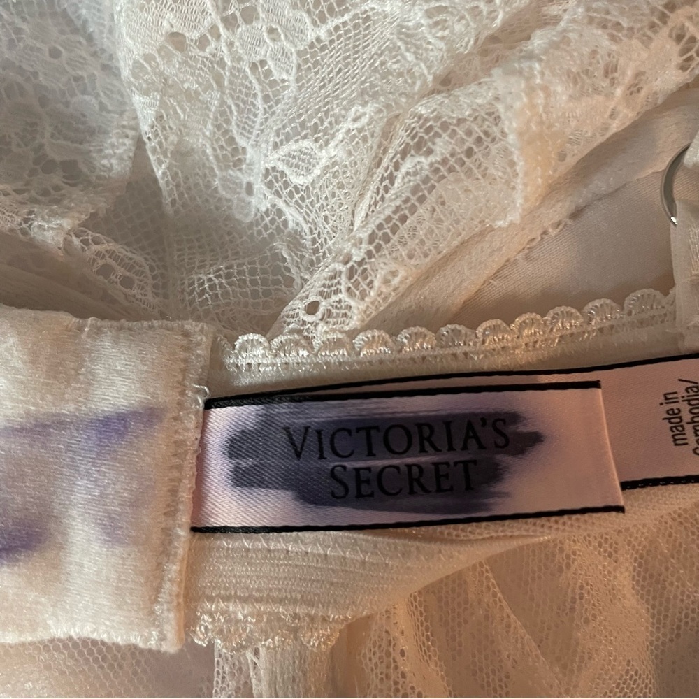New! Victoria's Secret White Lace Apron Wicked Open Back Babydoll 22936 - Picture 8 of 10
